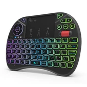 Rii X8 RT716 2.4GHz Kablosuz Mini QWERTY 71 Tuşlu Klavye 2.5 inç Dokunmatik Yüzeyli Arkadan Aydınlatmalı Siyah - 2