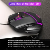 HXSJ V100 A876 Kablolu Tek El Oyun Klavye ve Mouse Seti - 7
