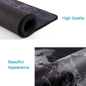 Dünya Haritası Desenli Büyük Kaymaz Kauçuk Yumuşak Kumaş Oyun Mouse Pad Klavye Matı 90x40cm - 4