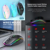 S700 Renkli Işıklı USB Kablolu Ofis ve Oyun Mouse Siyah - 4