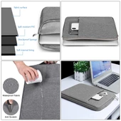 15 4 Inç Evrensel Gri Denim Laptop Çantası Fermuarlı MacBook Air Pro Lenovo Uyumlu - 6