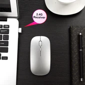 HXSJ M90 İnce Sessiz Şarjlı Çift Modlu Kablosuz Bluetooth Notebook PC Mouse Gri - 11
