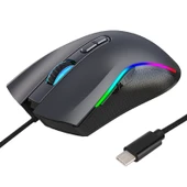 HXSJ A869 RGB Type-C Kablolu Oyuncu Mouse 7200 DPI 6 Mod Ayarlanabilir 7 Tuş - 1