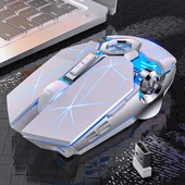YINDIAO A7 Kablosuz Sessiz Oyuncu Mouse Beyaz 1600 DPI 7 Tuşlu RGB Işıklı Şarjlı - 1