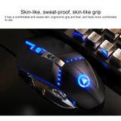YINDIAO K002 USB Kablolu Mekanik Hisli RGB Işıklı Klavye Optik Mouse ve Kulaklık Seti Beyaz - 6
