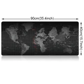 Dünya Haritası Desenli Büyük Kaymaz Kauçuk Yumuşak Kumaş Oyun Mouse Pad Klavye Matı 90x40cm - 3