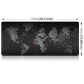 Dünya Haritası Desenli Büyük Kaymaz Kauçuk Yumuşak Kumaş Oyun Mouse Pad Klavye Matı 100x50cm - 3