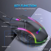 MKESPN X15 Kablolu RGB Aydınlatmalı 12800 DPI 12 Tuşlu Makro Oyuncu Mouse - 8