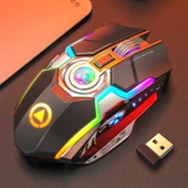 YINDIAO A5 Kablosuz Sessiz Gaming Mouse Siyah 2.4GHz 1600DPI Ayarlanabilir RGB Işıklı - 1
