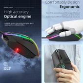S700 Renkli Işıklı USB Kablolu Ofis ve Oyun Mouse Siyah - 6