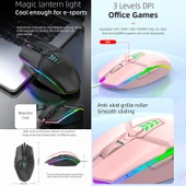 S700 Renkli Işıklı USB Kablolu Ofis ve Oyun Mouse Siyah - 7