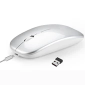 HXSJ M90 İnce Sessiz Şarjlı Çift Modlu Kablosuz Bluetooth Notebook PC Mouse Gri - 1