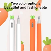 Sevimli Havuç Sıvı Silikon Koruyucu Kılıf Huawei M-Pencil için Kalem Kapağı ve Uç Koruyucu Turuncu - 4