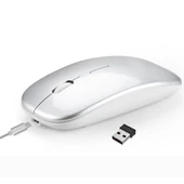 HXSJ M90 İnce Sessiz Şarjlı Çift Modlu Kablosuz Bluetooth Notebook PC Mouse Gri - 2