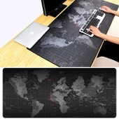 Dünya Haritası Desenli Büyük Kaymaz Kauçuk Yumuşak Kumaş Oyun Mouse Pad Klavye Matı 60x30cm - 1