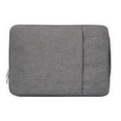15 4 Inç Evrensel Gri Denim Laptop Çantası Fermuarlı MacBook Air Pro Lenovo Uyumlu - 2