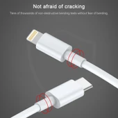 AWEI CL 68 Beyaz 3A Type C USB C 8 Pin PD Hızlı Şarj ve Data Kablosu 1 Metre - 9
