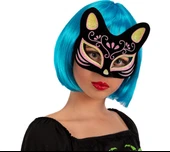 Siyah Süet Sarı Pembe Simli Kedi Maskesi thumbnail 2