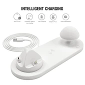 HQ UD11 10W 4 in 1 Hızlı Kablosuz Şarj Cihazı Beyaz Mantar LED Işıklı ve Telefon Tutuculu 1.2m Kablo - 6