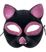 Siyah Renk Pembe Simli Kedi Maskesi thumbnail 1