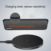 GY-68 Ultra İnce Alüminyum Alaşımlı Siyah Kablosuz Hızlı Şarj Qi Şarj Pedi - 6