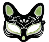 Siyah Süet Kaplama Gümüş Yeşil Simli Kedi Maskesi thumbnail 1