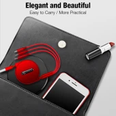 Cafele 3 in 1 Şarj ve Data Kablosu 8 Pin Micro USB Type C USB C Kırmızı 1.2 Metre - 3