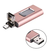 Easyflash RQW-01B 3 in 1 USB 2.0 8 Pin ve Micro USB 128GB Flash Bellek Rose Gold - 3