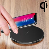 GY-68 Ultra İnce Alüminyum Alaşımlı Siyah Kablosuz Hızlı Şarj Qi Şarj Pedi - 1