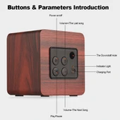 Q1 Ahşap Mini Taşınabilir Mega Bas Kablosuz Bluetooth Hoparlör Sarı - 4