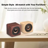 Q1 Ahşap Mini Taşınabilir Mega Bas Kablosuz Bluetooth Hoparlör Sarı - 8