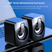 A1 USB Mini Yüksek Sesli Kablolu Hoparlör Bluetooth Özellikli Siyah - 3