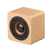 Q1 Ahşap Mini Taşınabilir Mega Bas Kablosuz Bluetooth Hoparlör Sarı - 2
