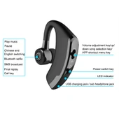 V9 İş Bluetooth Kulaklık Kablosuz Mikrofonlu Siyah - 4
