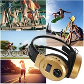 SH S1 Katlanabilir Stereo HiFi Kablosuz Spor Kulaklık LCD Ekranlı Altın Renk - 8