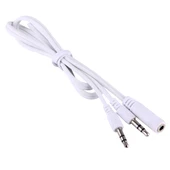 1 Metre 3.5mm Çift Erkek - Dişi HiFi AUX Ses Kablosu Beyaz - 2