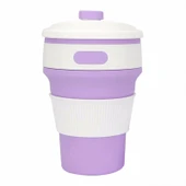 350ml Katlanabilir Taşınabilir Silikon Kahve Kupası Mor - 2