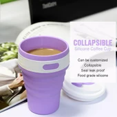 350ml Katlanabilir Taşınabilir Silikon Kahve Kupası Mor - 7