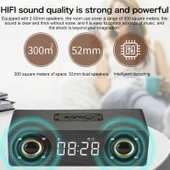 M5 Ahşap Bluetooth 4.2 Subwoofer Hoparlör Siyah TF Kart AUX FM Destekli - 6