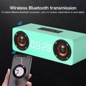 M5 Ahşap Bluetooth 4.2 Subwoofer Hoparlör Siyah TF Kart AUX FM Destekli - 12