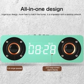 M5 Ahşap Bluetooth 4.2 Subwoofer Hoparlör Siyah TF Kart AUX FM Destekli - 4