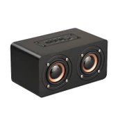 M5 Ahşap Bluetooth 4.2 Subwoofer Hoparlör Siyah TF Kart AUX FM Destekli - 2
