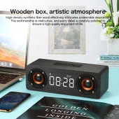 M5 Ahşap Bluetooth 4.2 Subwoofer Hoparlör Siyah TF Kart AUX FM Destekli - 7