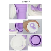 350ml Katlanabilir Taşınabilir Gri Silikon Kahve Kupası Çok Fonksiyonlu Seyahat Kupası - 6