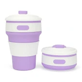 350ml Katlanabilir Taşınabilir Silikon Kahve Kupası Mor - 1