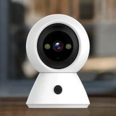 K11 1080P HD Gece Görüşlü Çift Bantlı Çift Işıklı Tam Renk WiFi Kamera Beyaz - 2