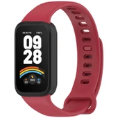 Xiaomi Redmi Band 2 ve Smart Band 8 Active Uyumlu Kırmızı Siyah Yumuşak Silikon Saat Kayışı - 1