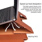 PU05 Sarı 14.1 Inç Laptop Deri Kılıf Taşıma Çantası - 9