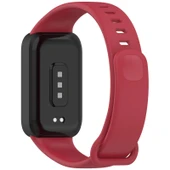 Xiaomi Redmi Band 2 ve Smart Band 8 Active Uyumlu Kırmızı Siyah Yumuşak Silikon Saat Kayışı - 2