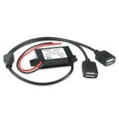 12V den 5V 3A Araç Güç Dönüştürücü DC Modül Voltaj Regülatörü 2 si 1 Arada Çift USB Dişi - 1